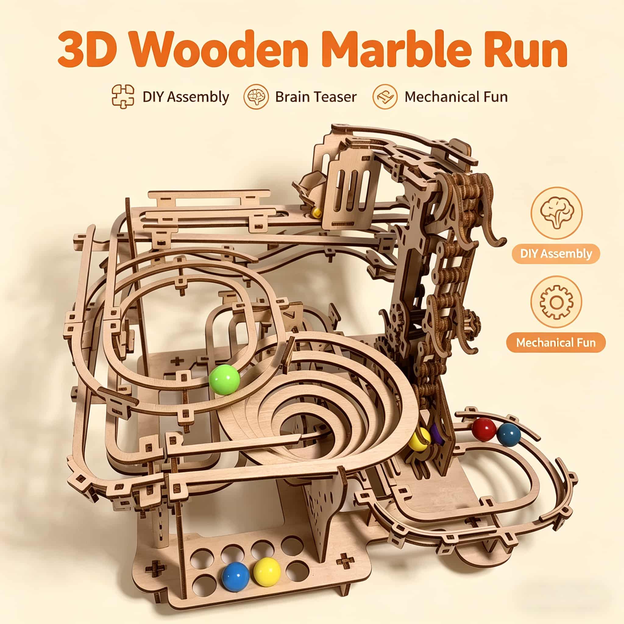 Mechanical Marble Run 3D Woode - огляд і ціна Running Gear Gifts