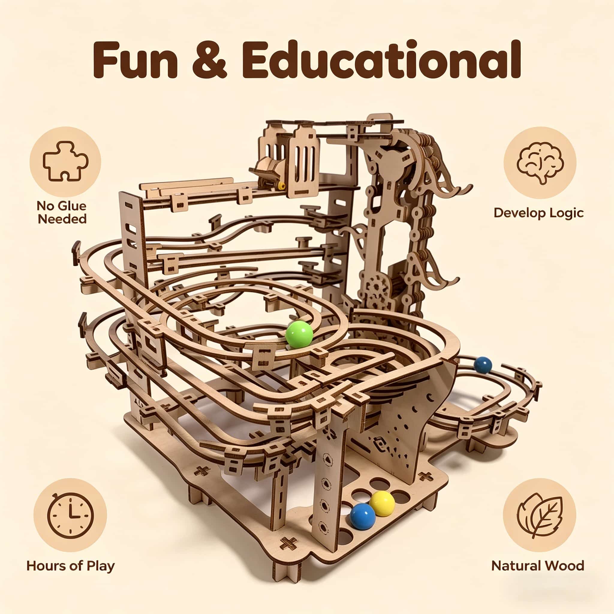 Mechanical Marble Run 3D Woode - огляд і ціна Running Gear Gifts